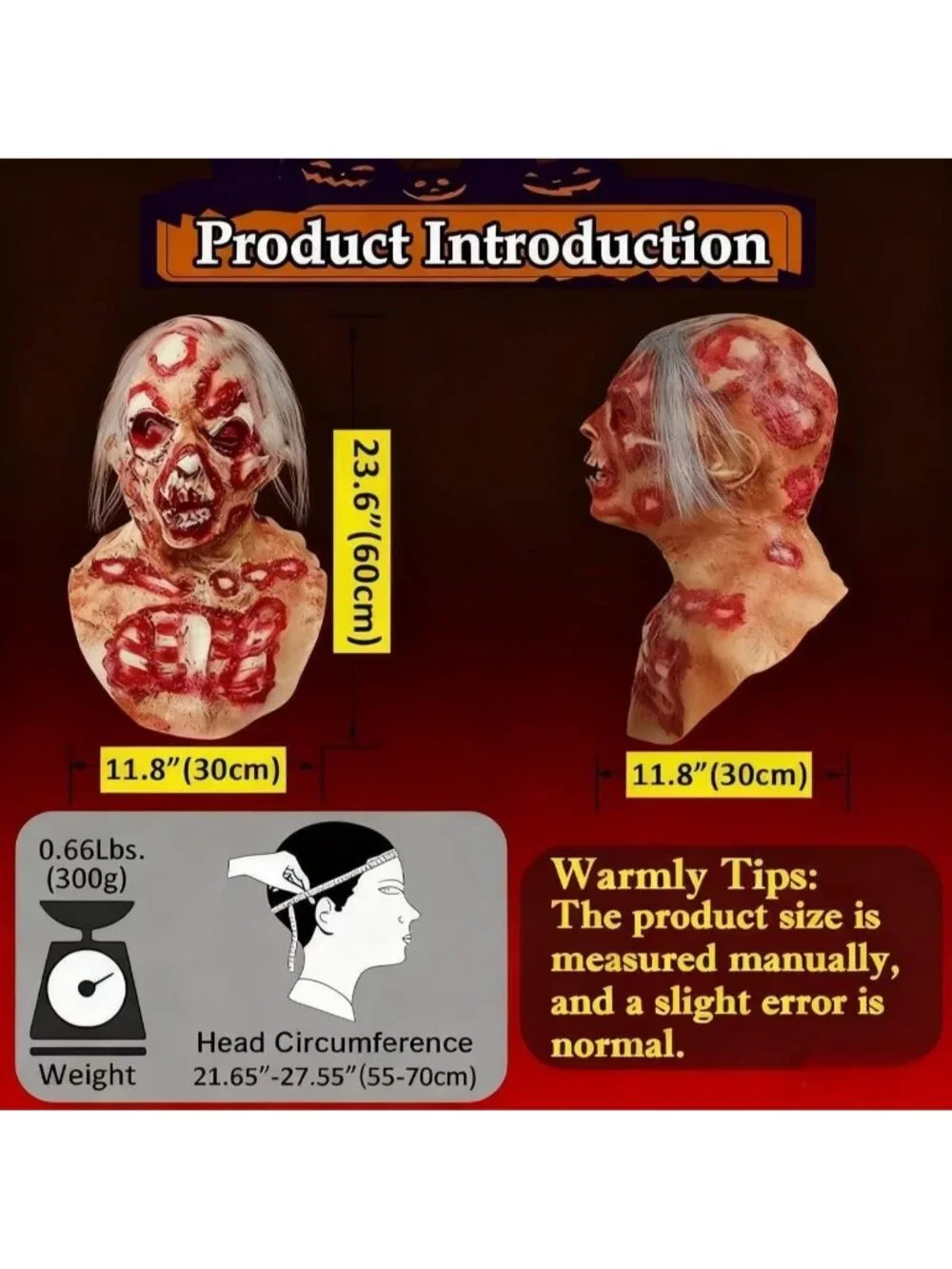 Scary Halloween Latex  Horror Biochemical Creepy Adult Zombie Head Mask